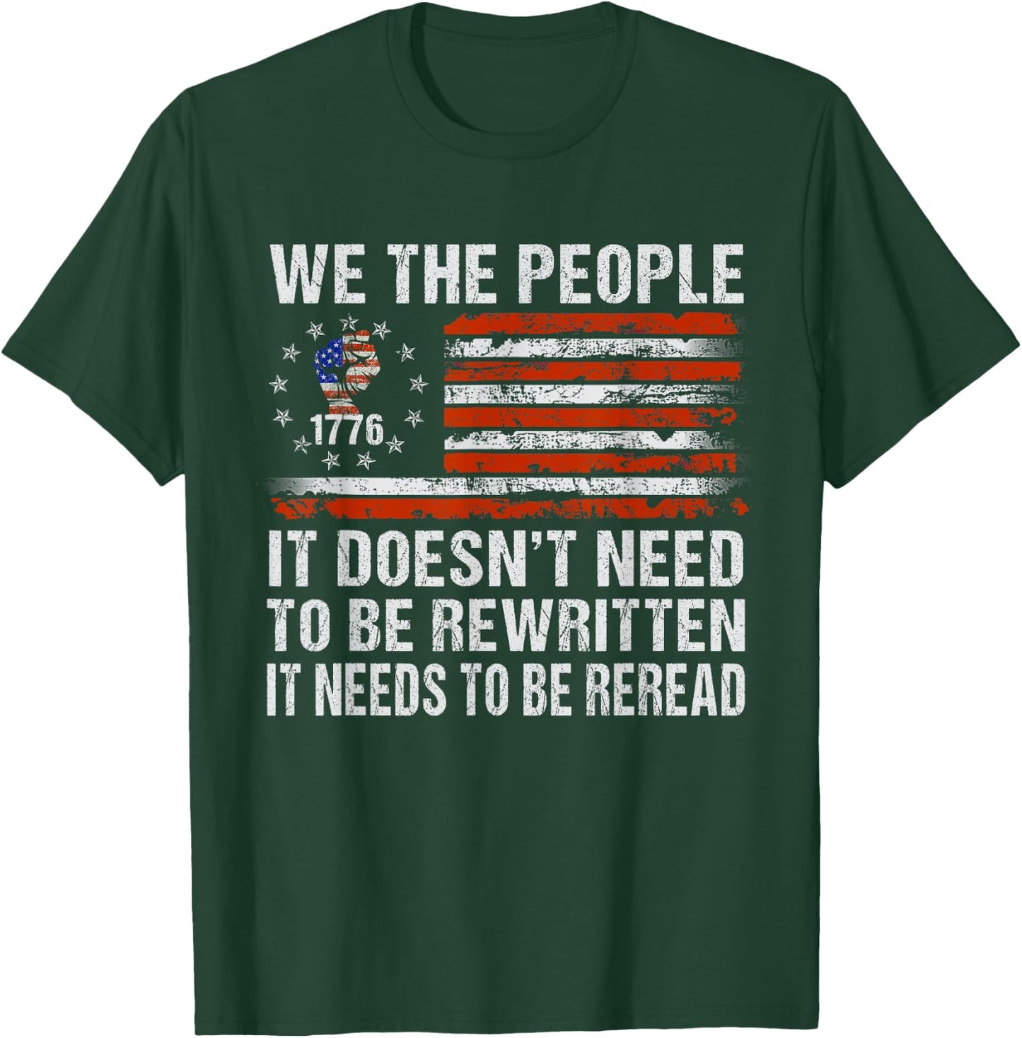 We The People American Flag Patriotic 1776 USA Retro Gifts T-Shirt - T-Shirt | Forest