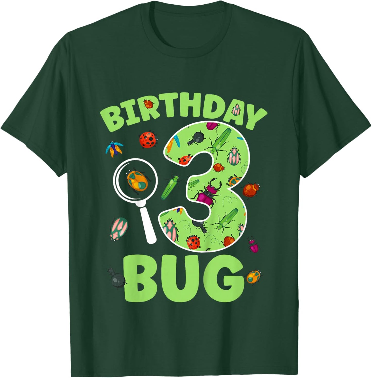 3rd Bug Birthday Party 3 Year Old Bugs Birthday T-Shirt - T-Shirt | Forest