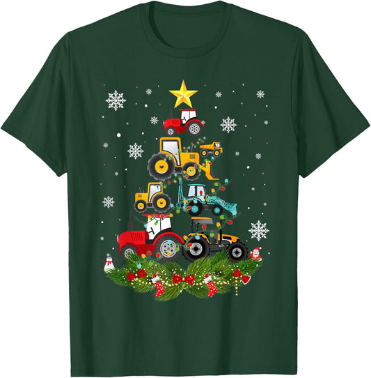 Tractor Christmas Tree gift Holiday Tractor funny xmas Gift T-Shirt - T-Shirt | Forest