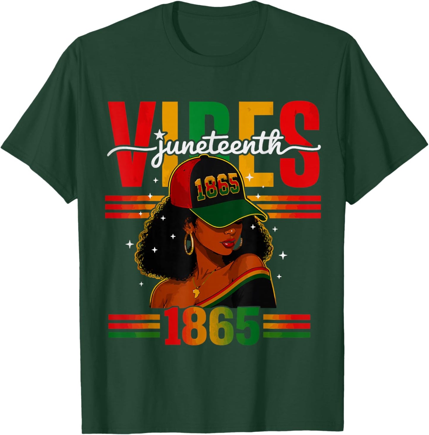 African American Freedom Women Juneteenth Vibes Only 1865 T-Shirt - T-Shirt | Forest