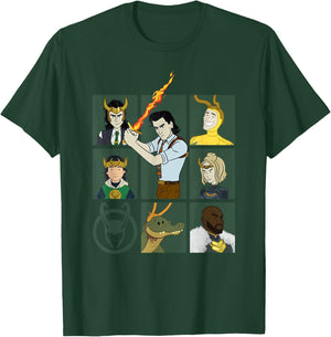 Marvel Loki Variants Alligator Loki Sylvie Character Grid T-Shirt - T-Shirt | Forest