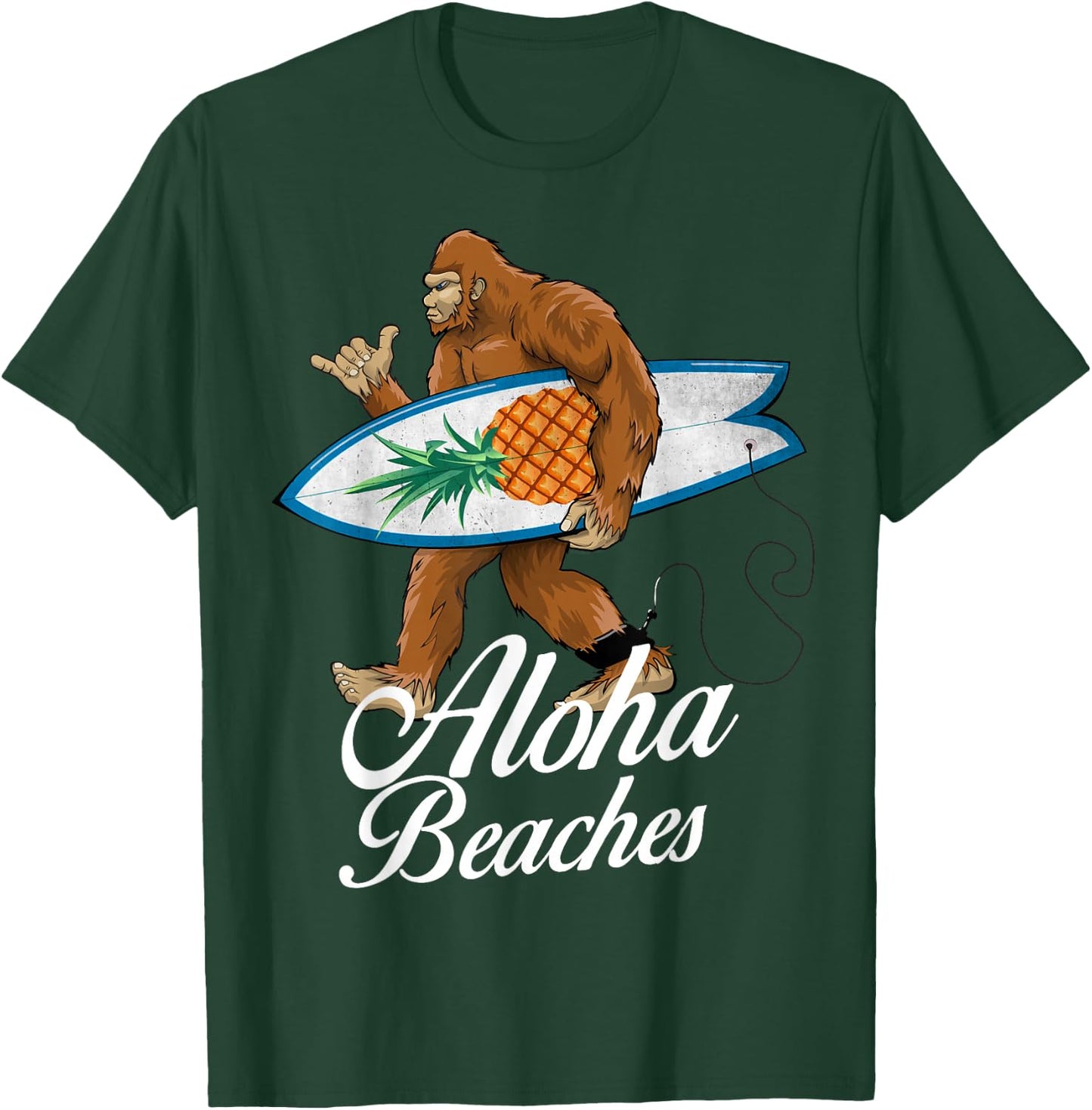 Bigfoot Aloha Beaches Hawaiian Pineapple Surf Vacation T-Shirt - T-Shirt | Forest