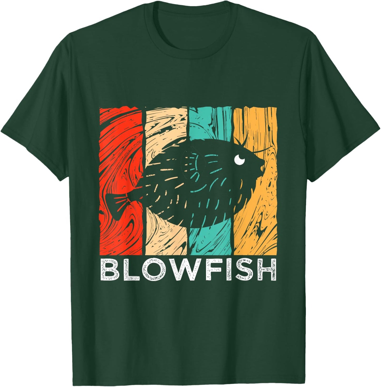 Vintage Retro Blowfish Silhouette T-Shirt - T-Shirt | Forest