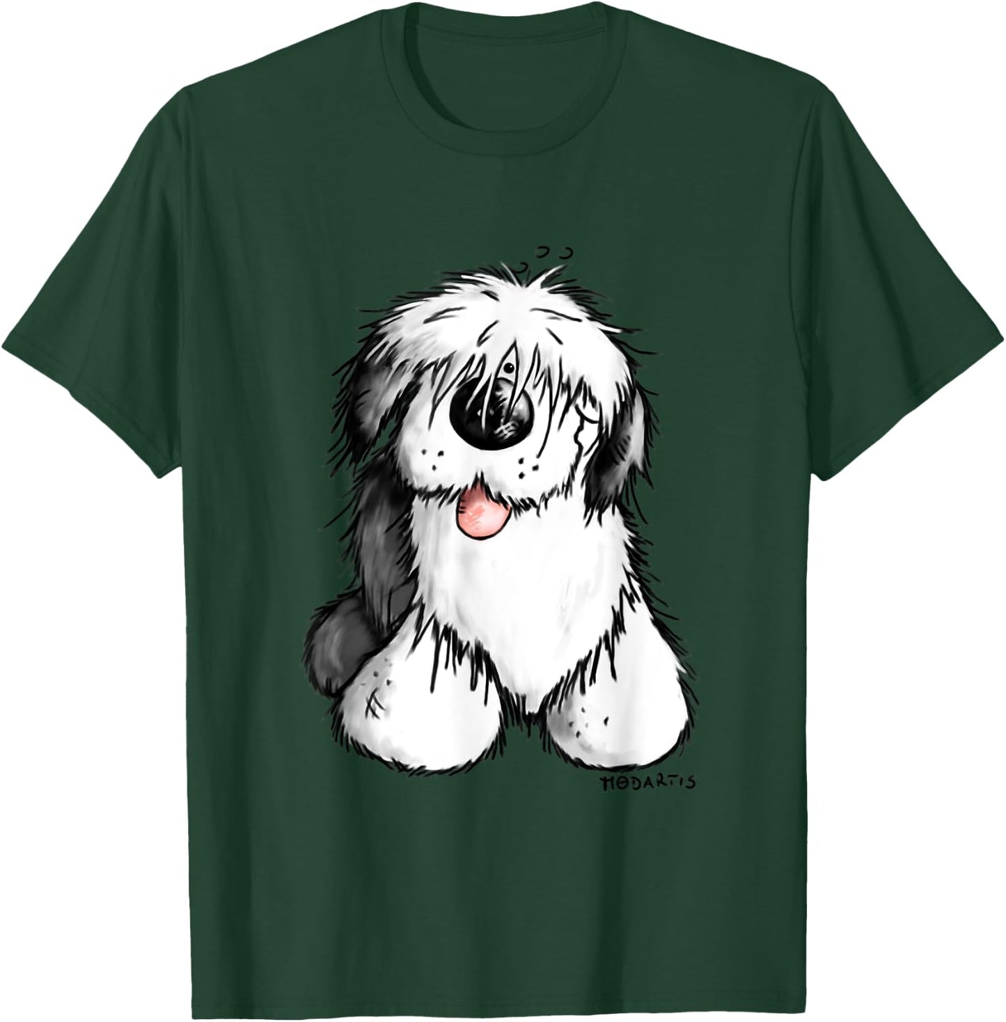 Happy Old English Sheepdog I For A Dog Or Bobtail Lover Men Women Girls Kids T-Shirt - T-Shirt | Forest