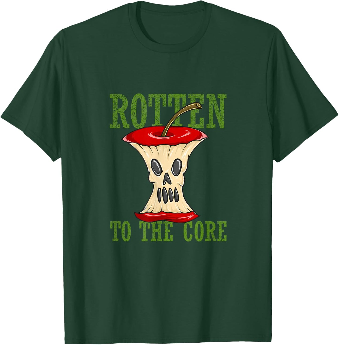 Horror Rotten To The Core Scary Skeleton Face Apple Core T-Shirt - T-Shirt | Forest