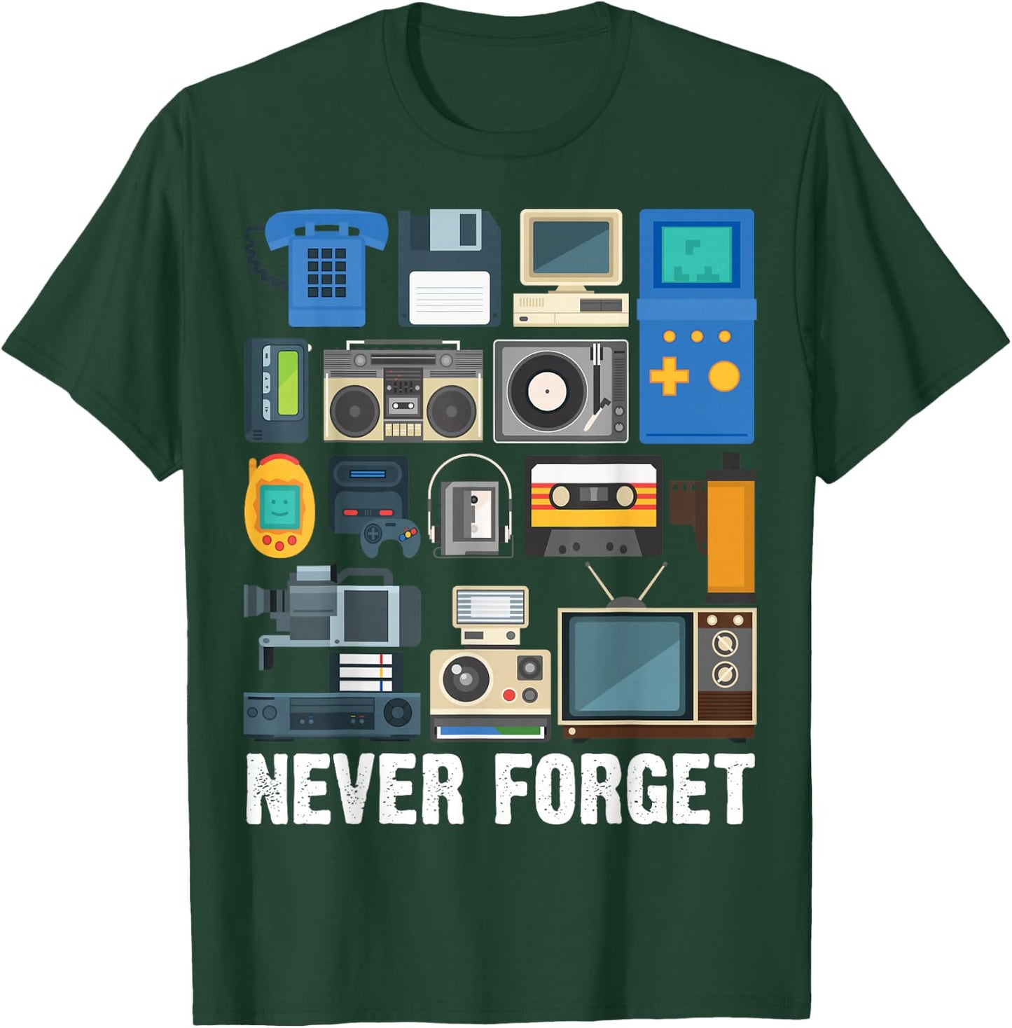 Retro Vintage Style 90's Technology Old Gadgets Lover T-Shirt - T-Shirt | Forest