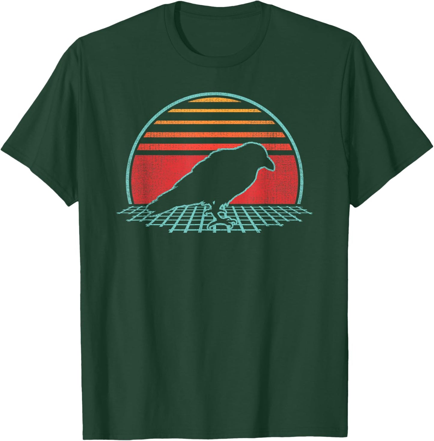 Raven Crow Lover Bird Animal Retro Vintage 80s Style T-Shirt - T-Shirt | Forest