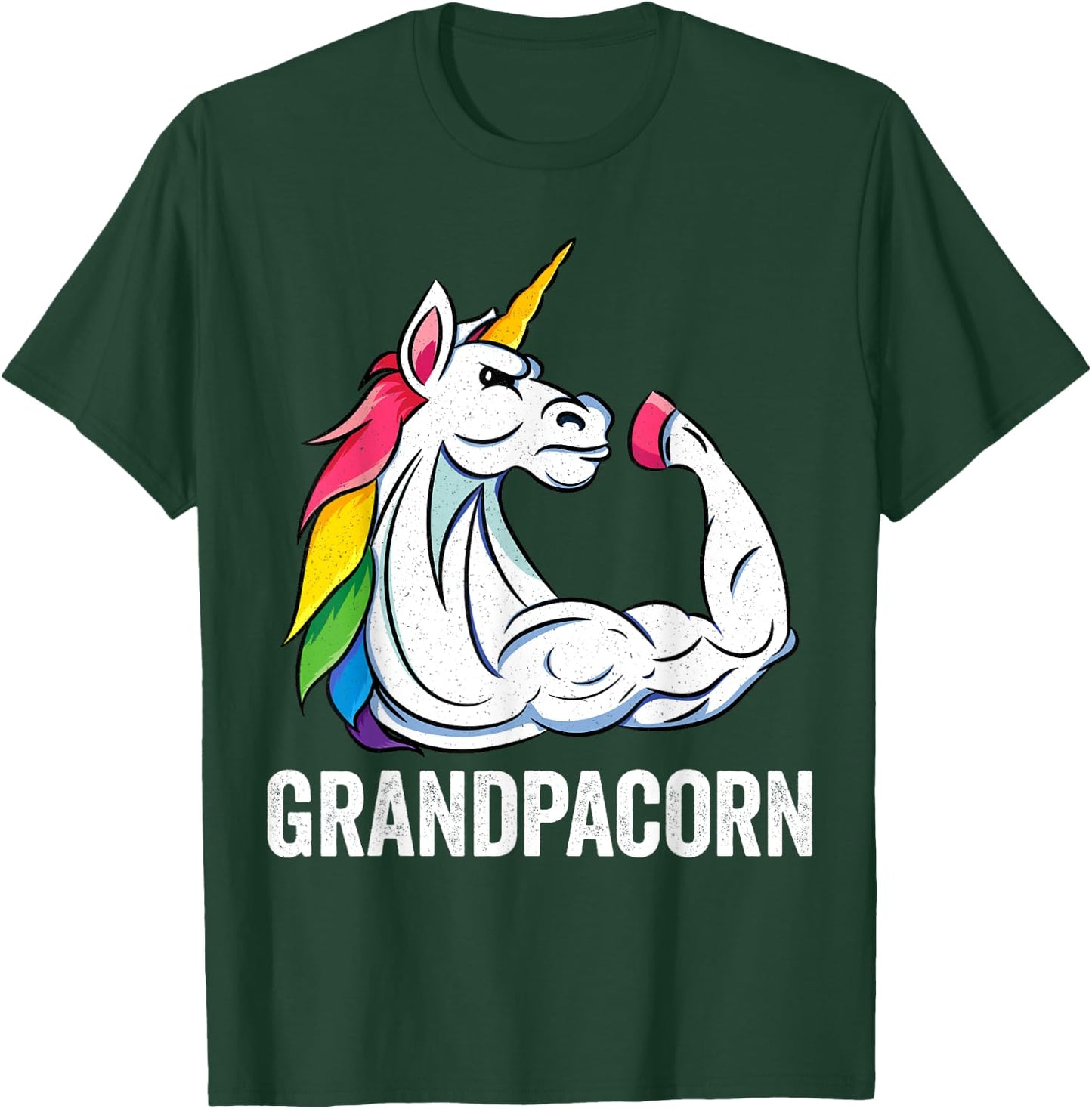 Cute Unicorn Grandpa Girl Birthday Party Apparel GrandpaCorn T-Shirt - T-Shirt | Forest