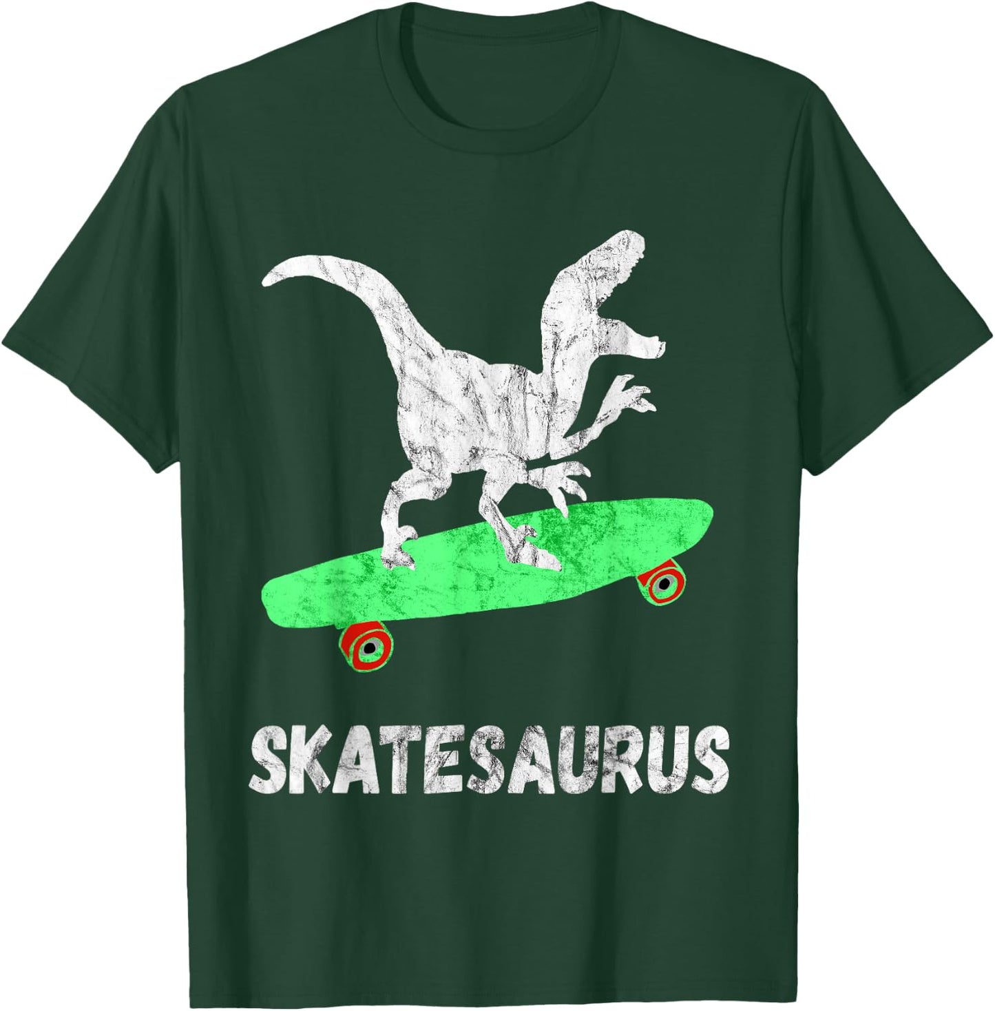 Skateboard Dinosaur Skateboarding T-Rex Funny Skateboarder T-Shirt - T-Shirt | Forest