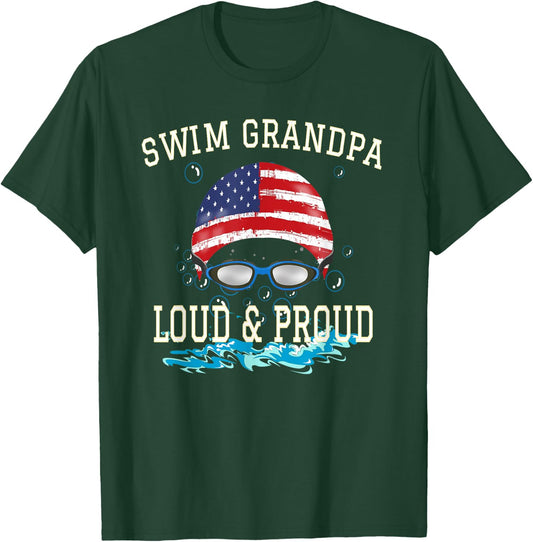 Swim Swimmer Funny Swimming Proud Grandpa Goggles Shirt T-Shirt - T-Shirt | Forest