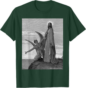Jesus Christ Temptation of Satan Wilderness by Gustave Dore T-Shirt - T-Shirt | Forest