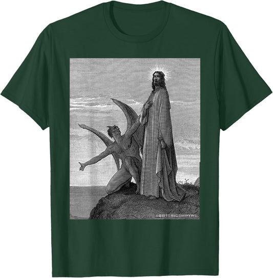 Jesus Christ Temptation of Satan Wilderness by Gustave Dore T-Shirt - T-Shirt | Forest