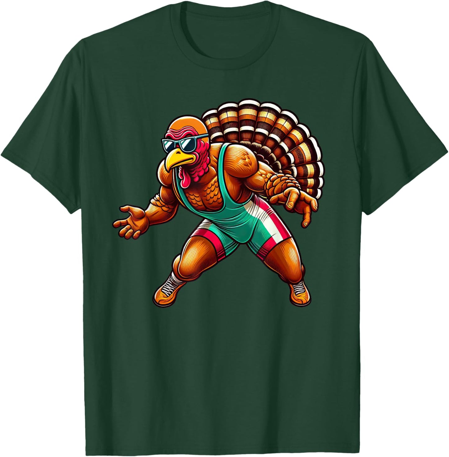 Funny Turkey Wrestle Thanksgiving Wrestling Kids T-Shirt - T-Shirt | Forest