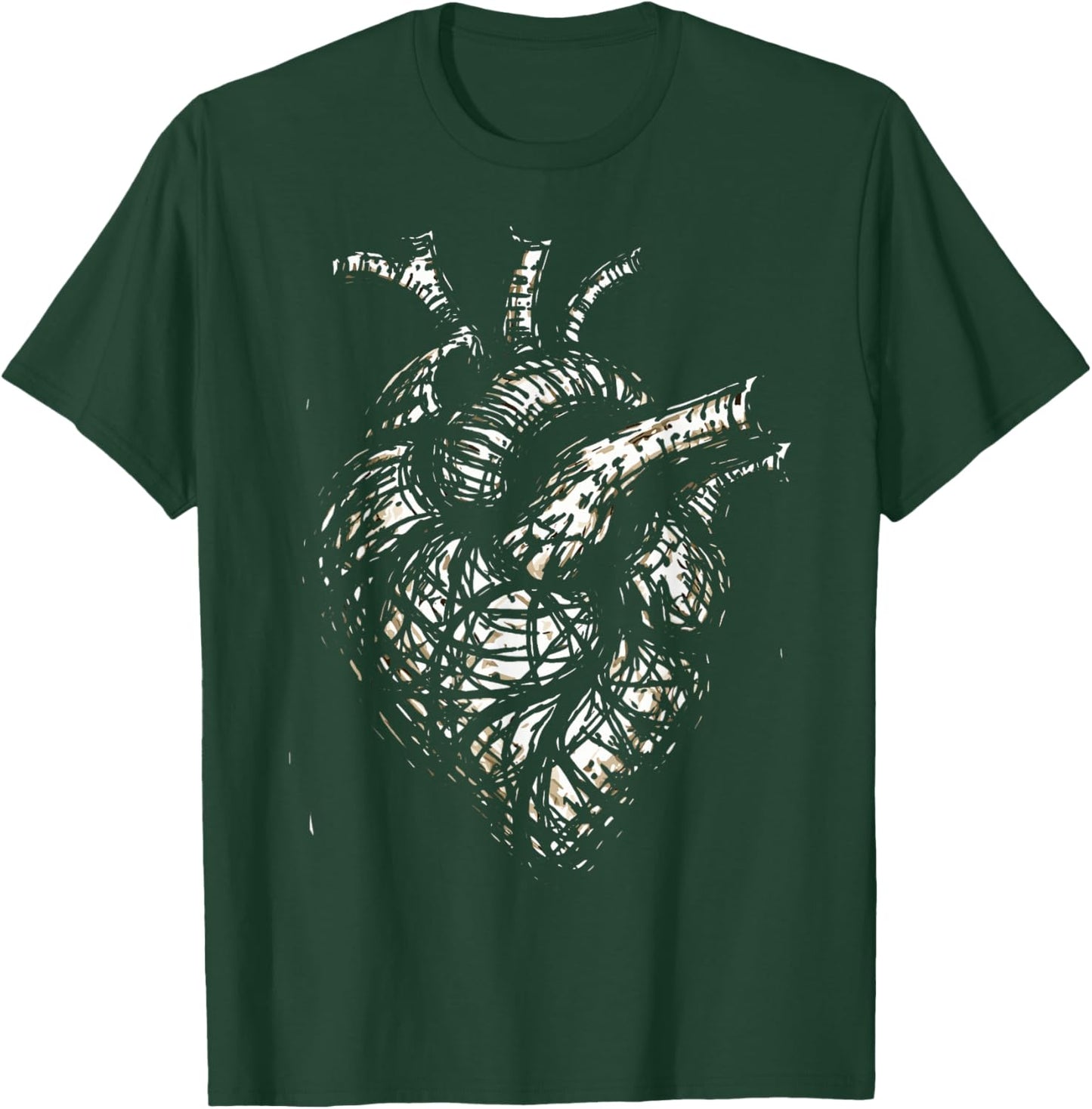 Dark Academica Anatomical Heart Gothic Anatomy T-Shirt - T-Shirt | Forest