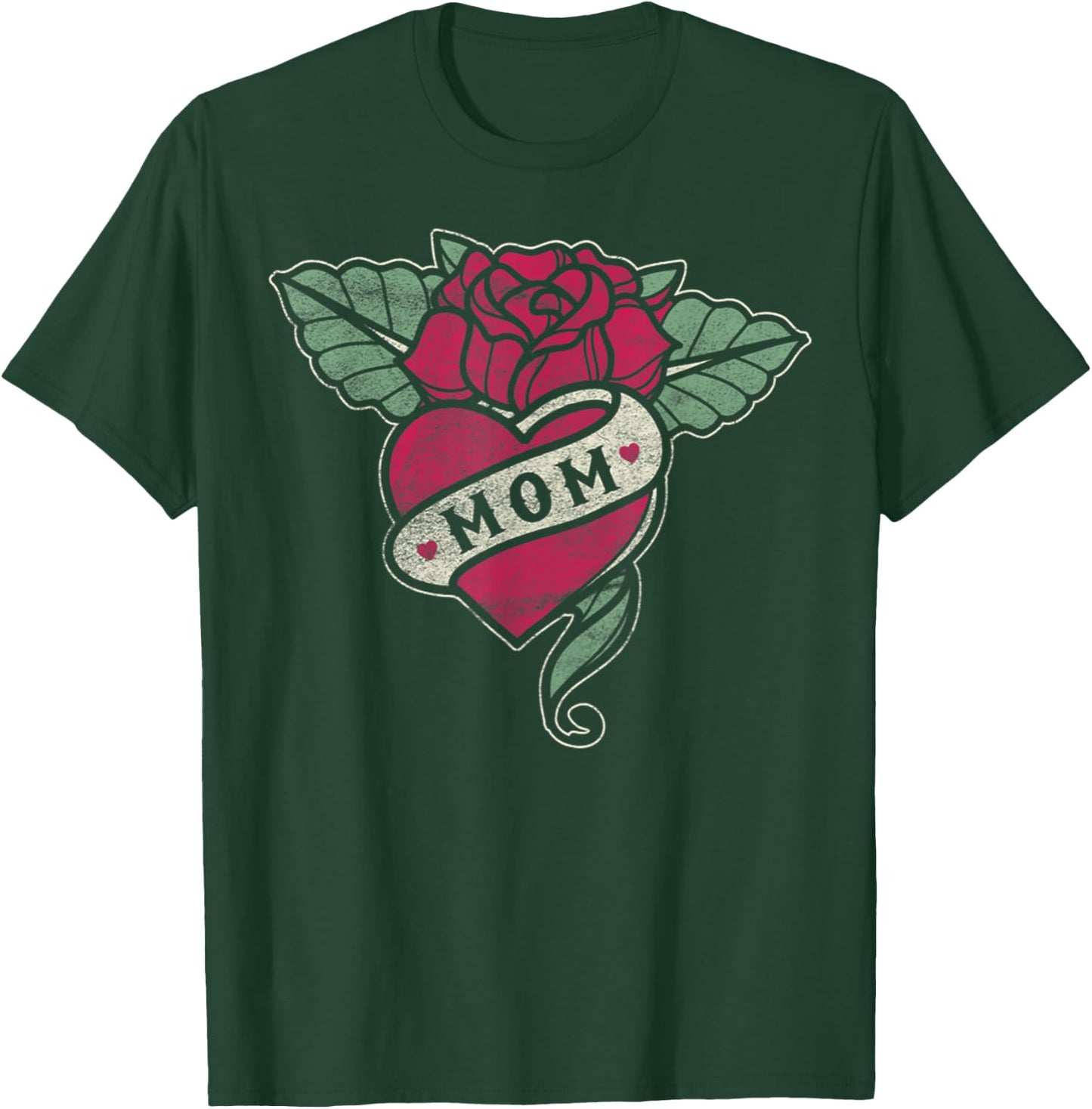 Mom Tattoo Heart Red Rose Motorcycle T-Shirt - T-Shirt | Forest