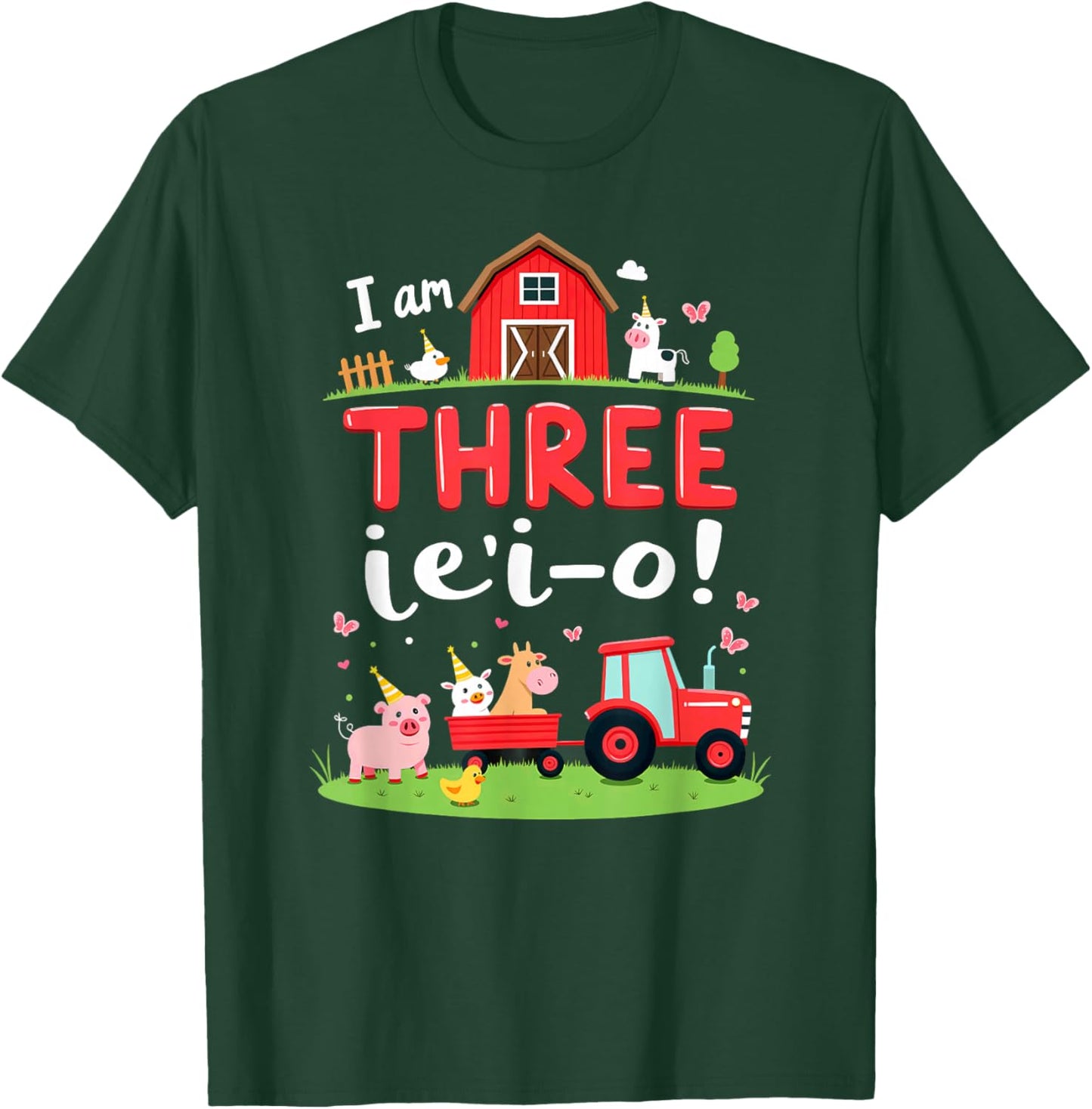 I'm Three I E I O Farm Party 3rd Birthday Boy T-Shirt - T-Shirt | Forest