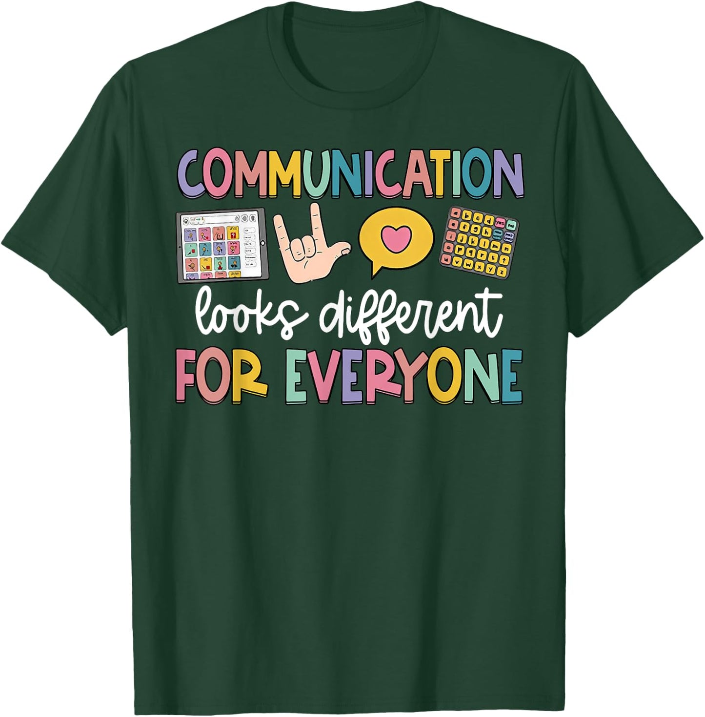 Funny Communication Looks Different Shirt - Kids -Adults Teacher Animal Print - Black, Small - Short Sleeve - Classic Fit - - Polyester 100% T-Shirt - T-Shirt | Forest