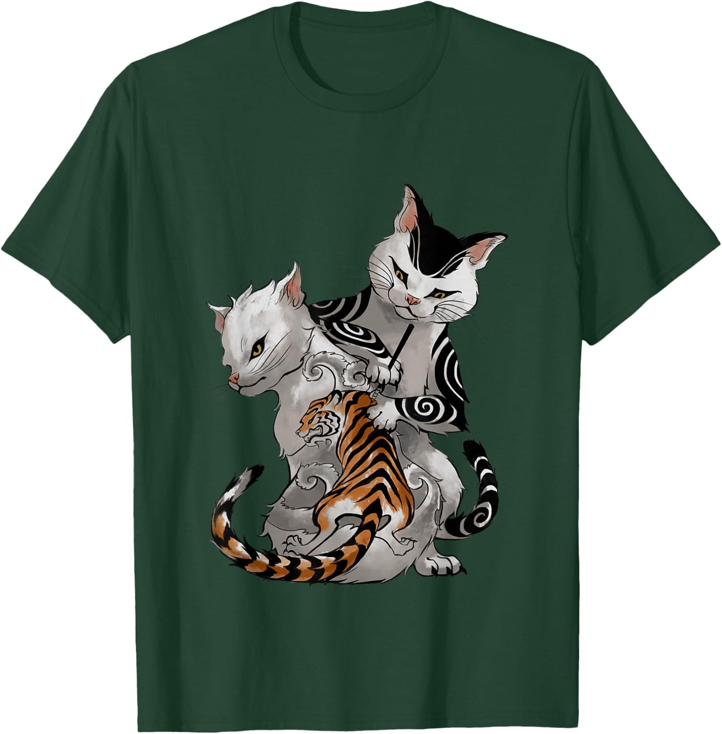 Irezumi Cat Artist with Traditional Japanese Tattoo Men Women Girls Kids T-Shirt - T-Shirt | Forest