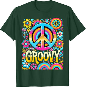 Tie Dye Peace Sign Hippie Groovy T-Shirt - T-Shirt | Forest