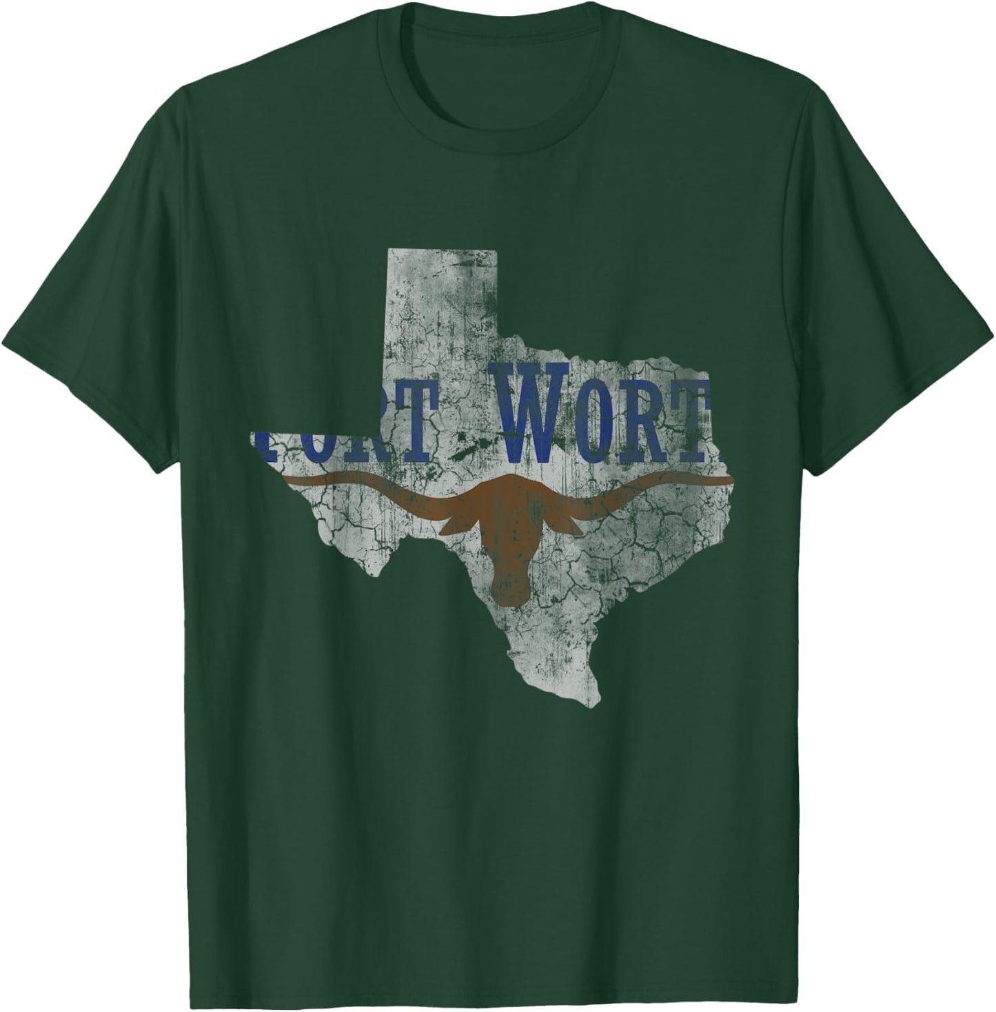 Fort Worth Flag Texas Home Love Family Vintage Fade Texan T-Shirt - T-Shirt | Forest