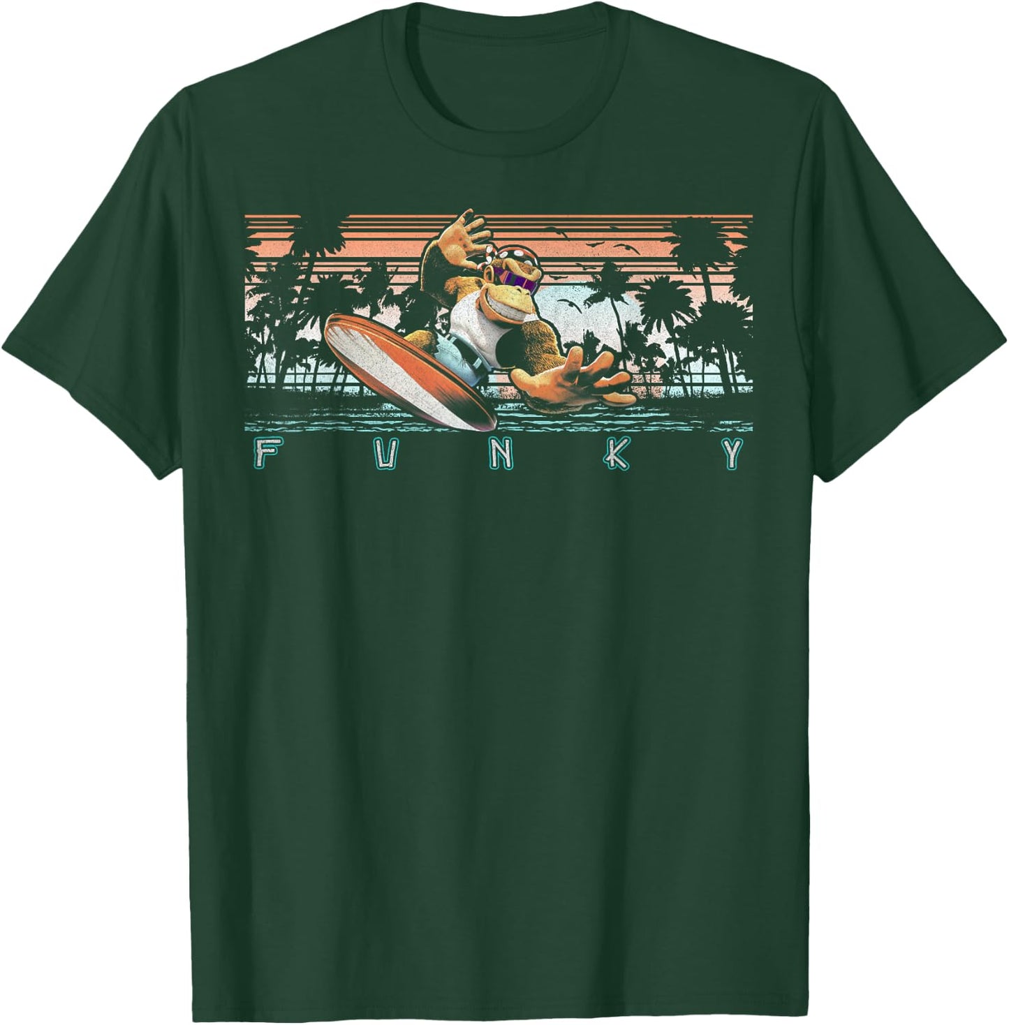 Nintendo Donkey Kong Country Funky Kong Surf Tropical Poster Small T-Shirt - T-Shirt | Forest