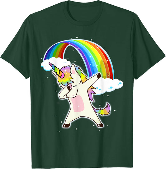 Dabbing Unicorn Rainbow T Shirt Unicorn Gift T-Shirt - T-Shirt | Forest