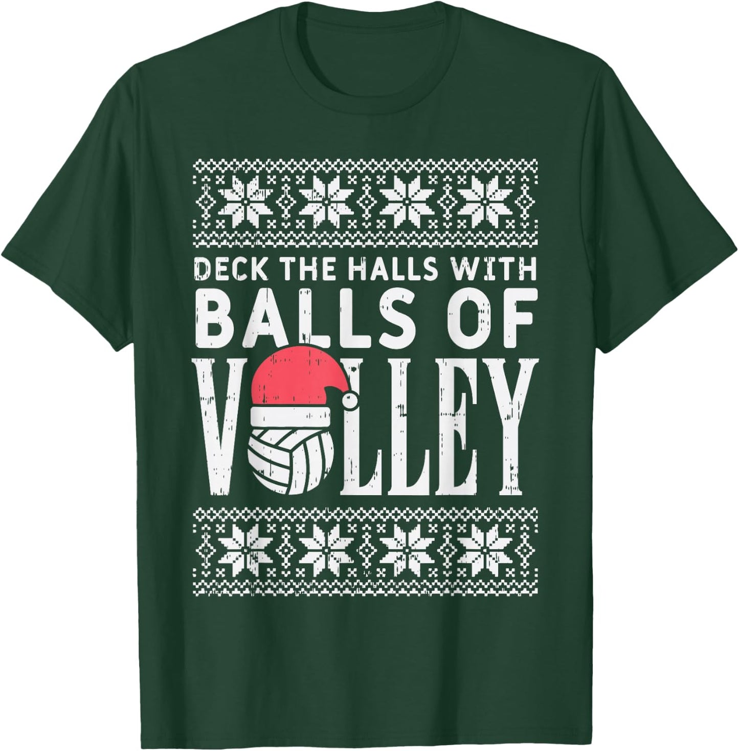 Balls Of Volley Xmas Volleyball Ugly Christmas Sweater Gift T-Shirt - T-Shirt | Forest