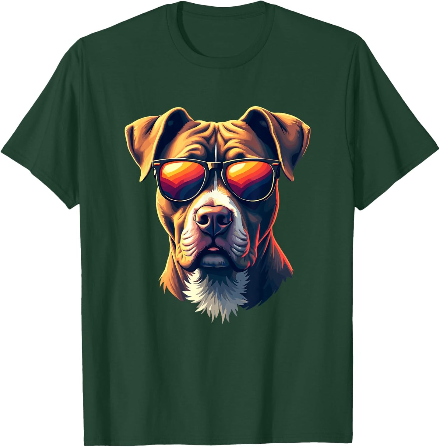 Retro Sunglasses American Pit Bull Terrier Pittie APBT T-Shirt - T-Shirt | Forest