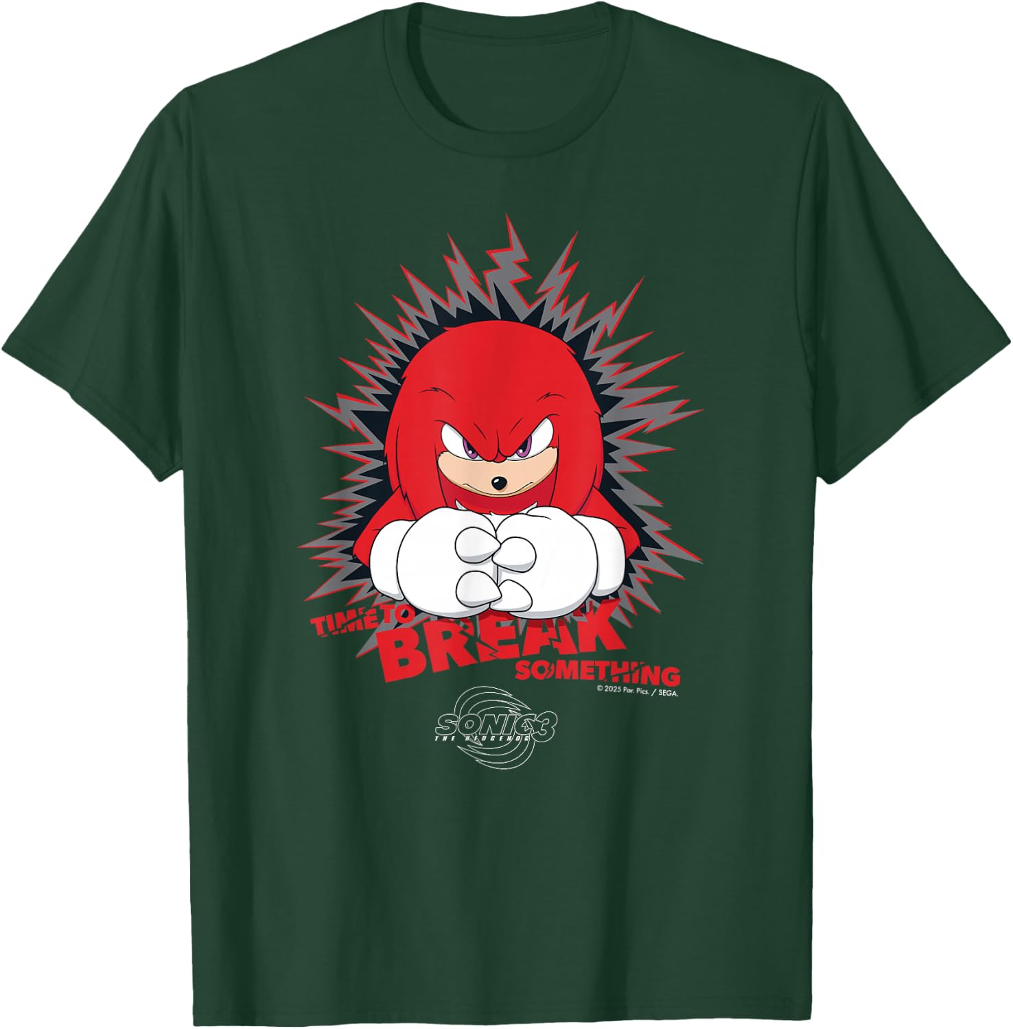 Sonic the Hedgehog 3 - Knuckles "Time to Break Something" T-Shirt - T-Shirt | Forest