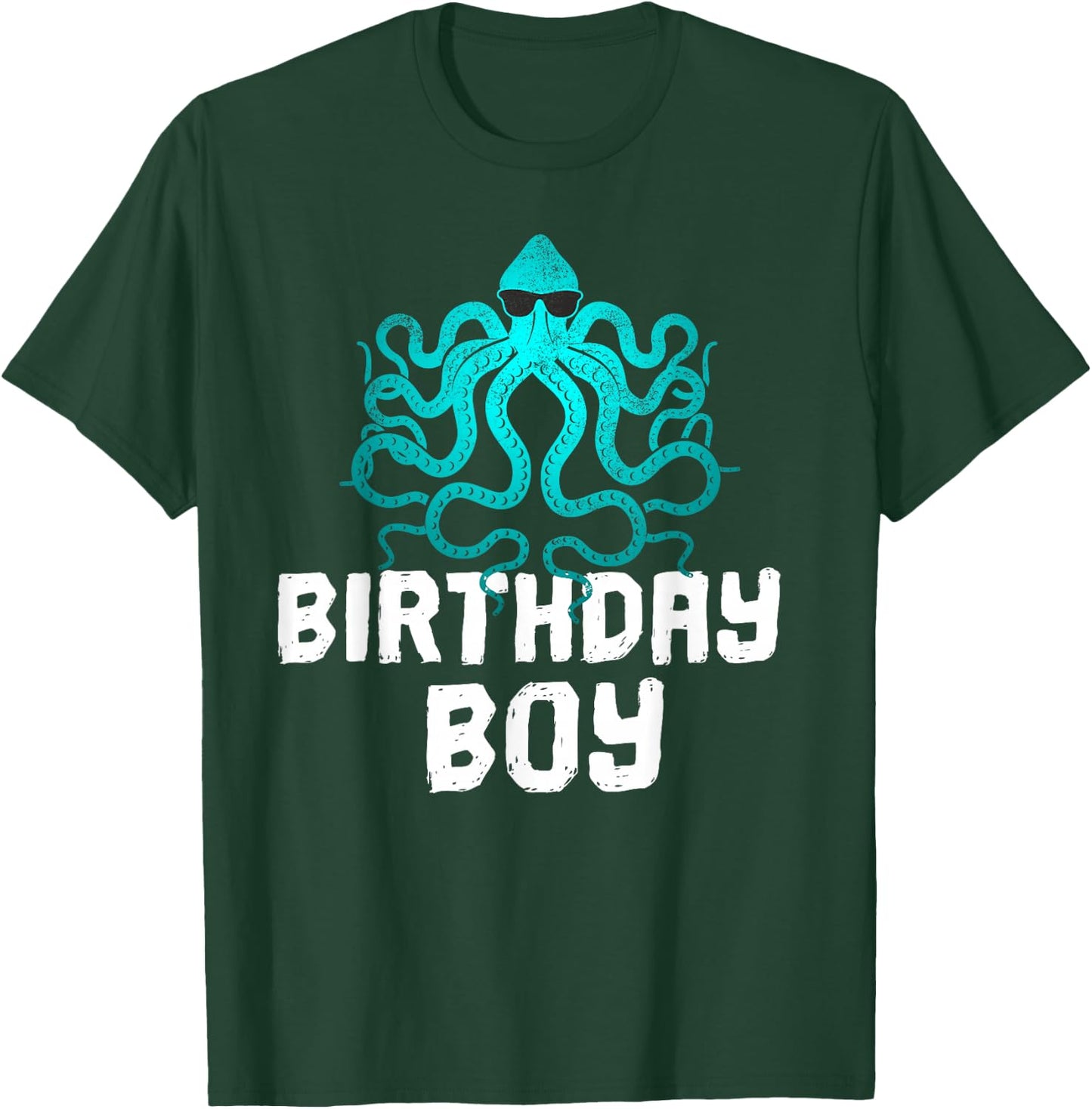 Funny Birthday Boy Octopus Lover Sunglasses Party Gift T-Shirt - T-Shirt | Forest