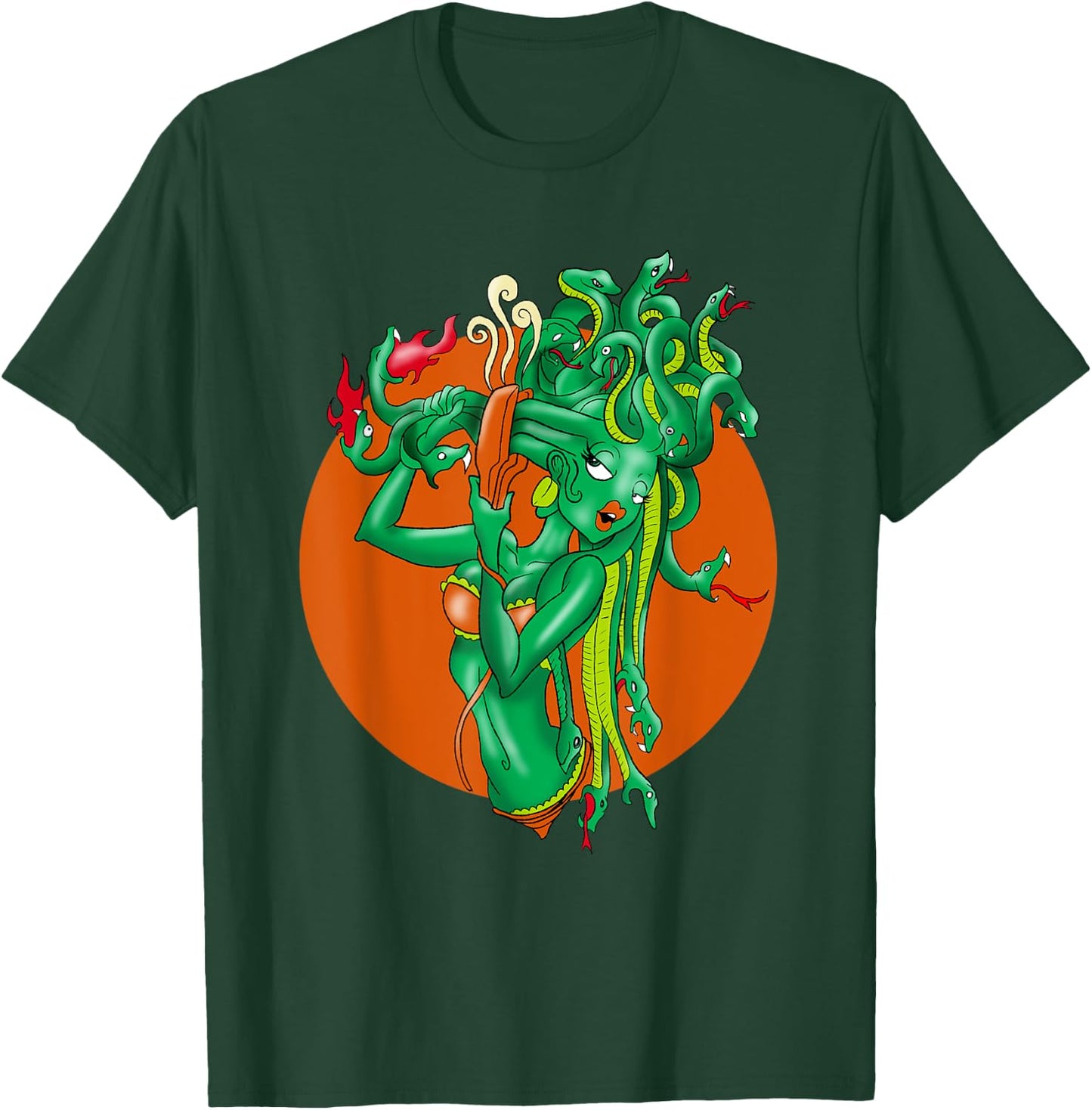 Medusa Girl Cartoon Funny Caricature Cool Comic Gift T-Shirt - T-Shirt | Forest