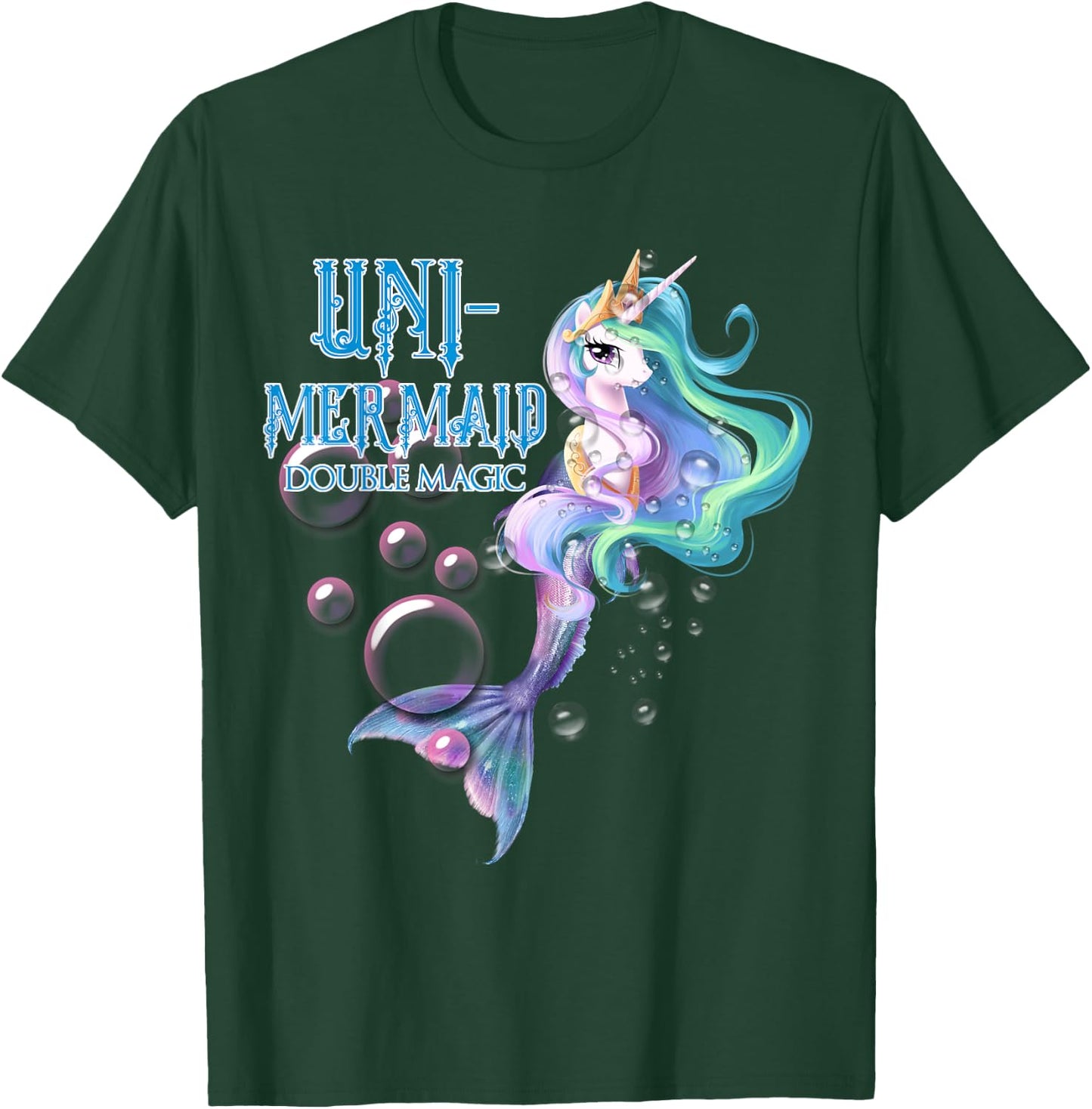 Uni-Mermaid Double Magic Funny Unicorn T-Shirt - T-Shirt | Forest