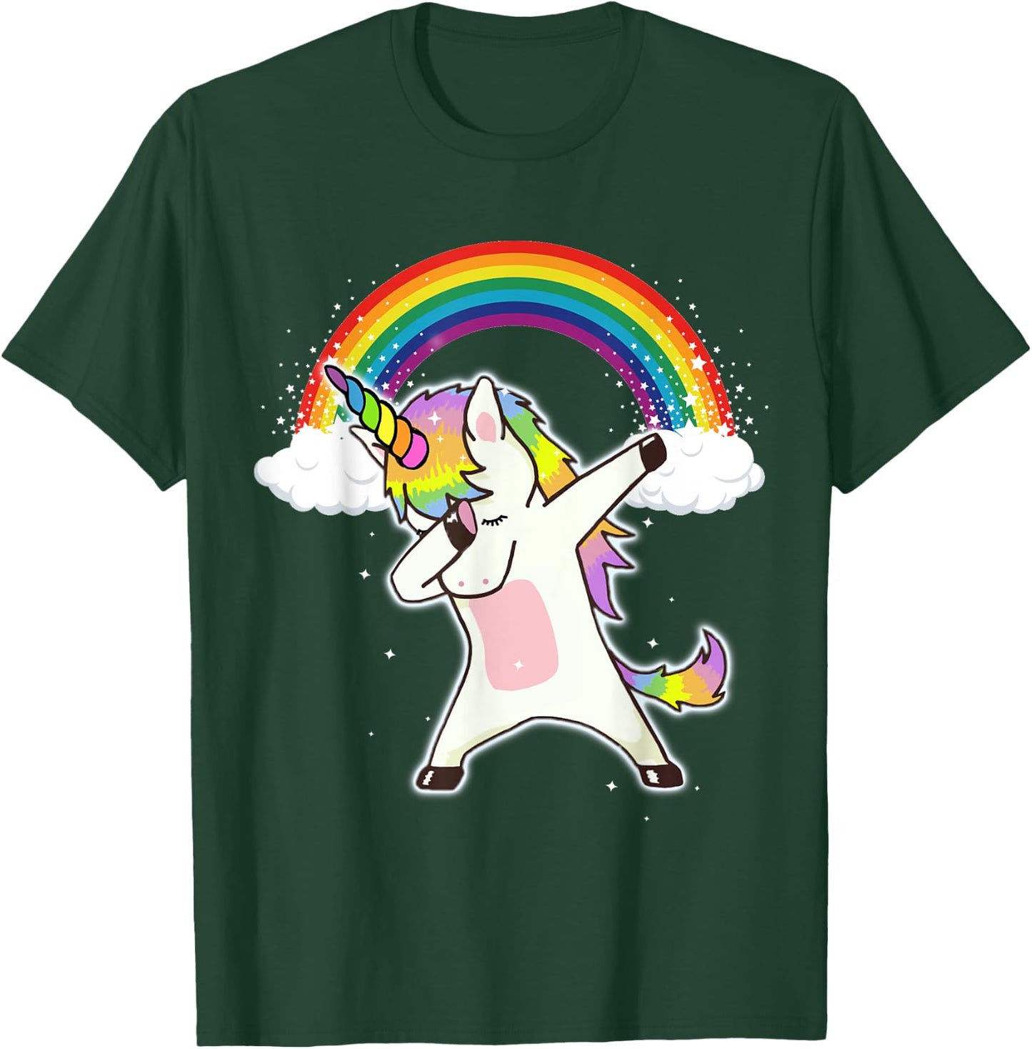 Dabbing Unicorn Shirt Cute Unicorn Dab Dance With Rainbow T-Shirt - T-Shirt | Forest