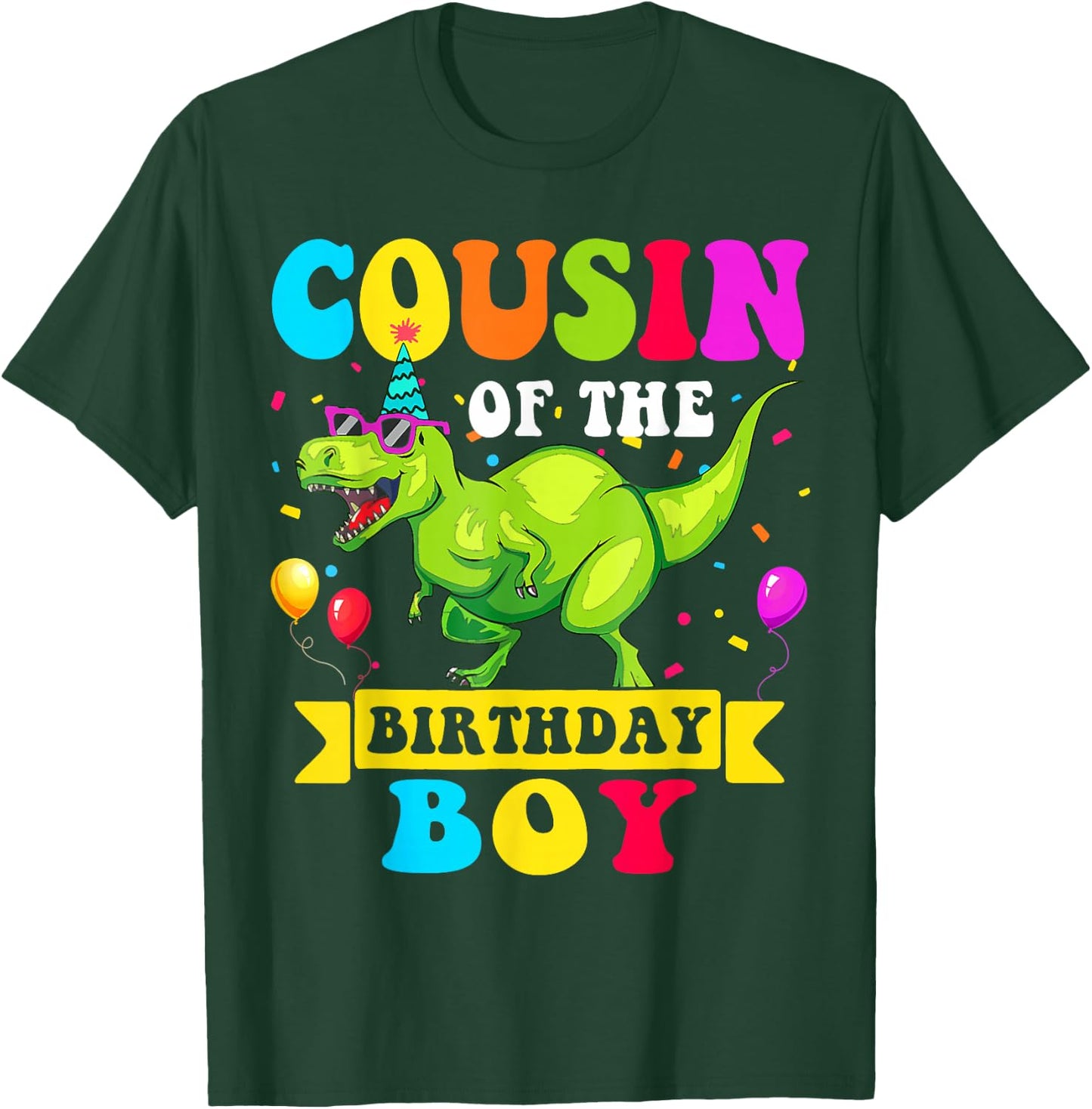 Cousin of the Birthday Boy Dinosaur Raptor Funny T-Shirt - T-Shirt | Forest
