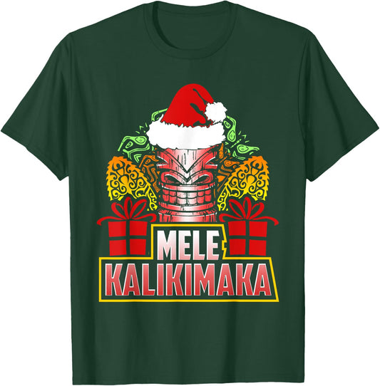 Mele Kalikimaka Hawaiian Tiki Christmas In July Hawaii Shirt T-Shirt - T-Shirt | Forest