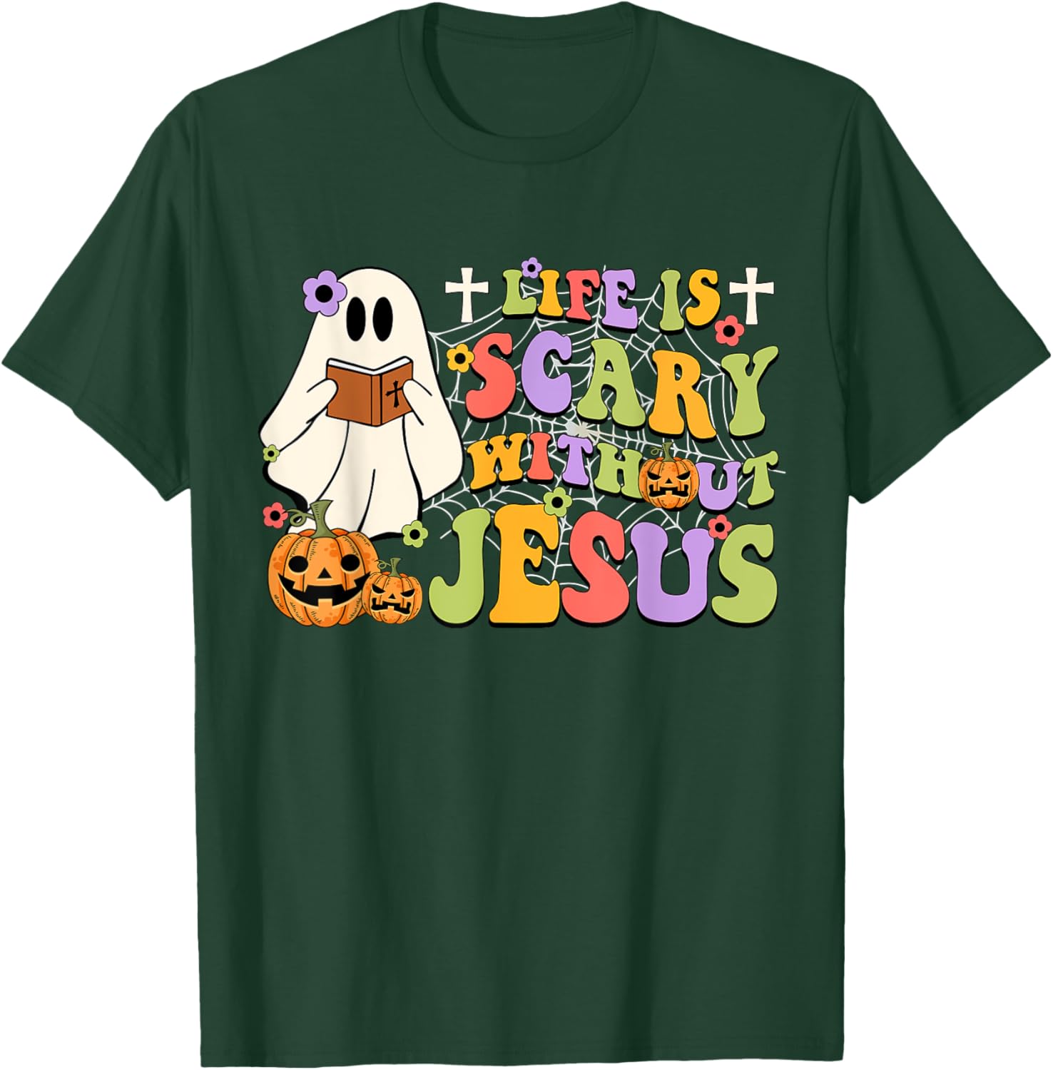 Groovy Life Is Scary Without Jesus Christian Halloween Women T-Shirt - T-Shirt | Forest