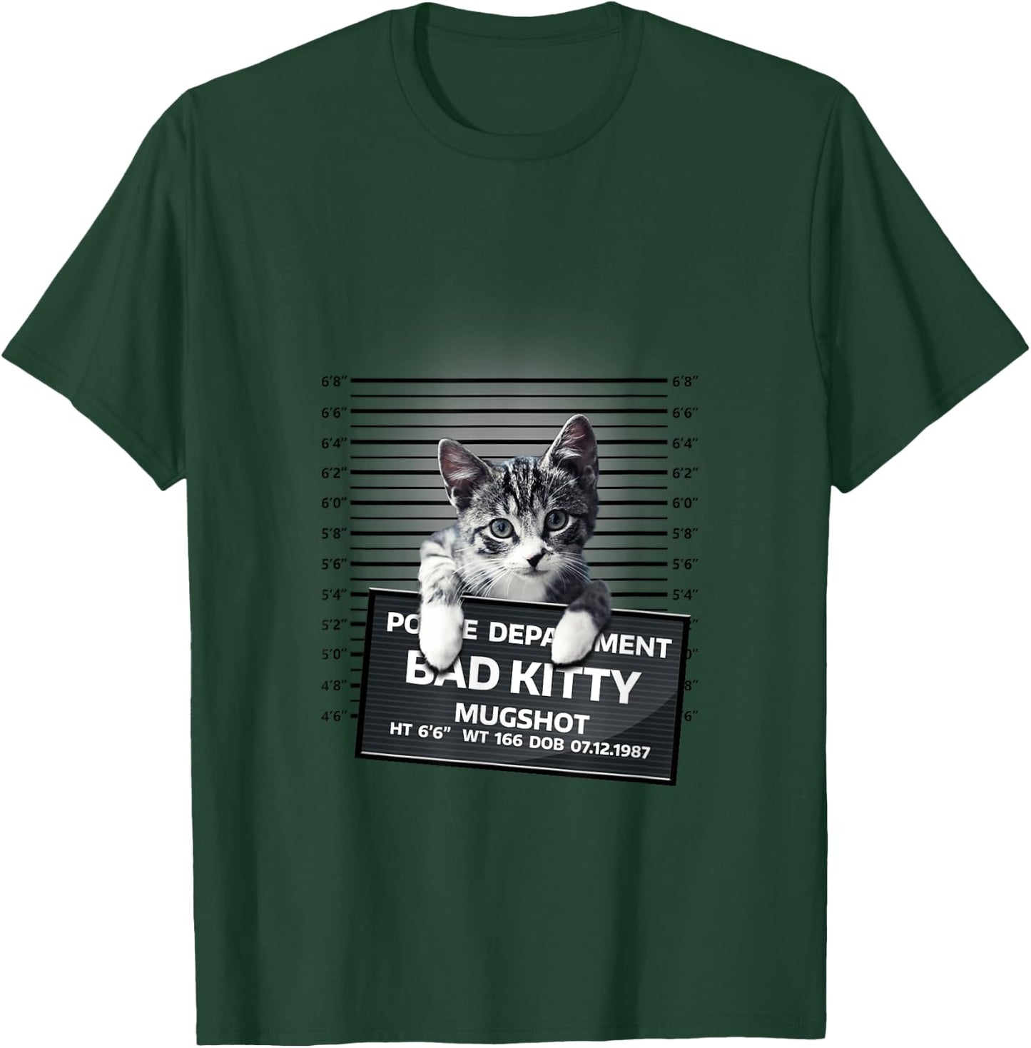 Funny Bad Kitty Cat Mugshot Cute Cat Lover Gift T-Shirt - T-Shirt | Forest