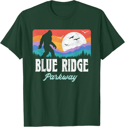 Vintage Blue Ridge Parkway Bigfoot Mountains Graphic T-Shirt - T-Shirt | Forest