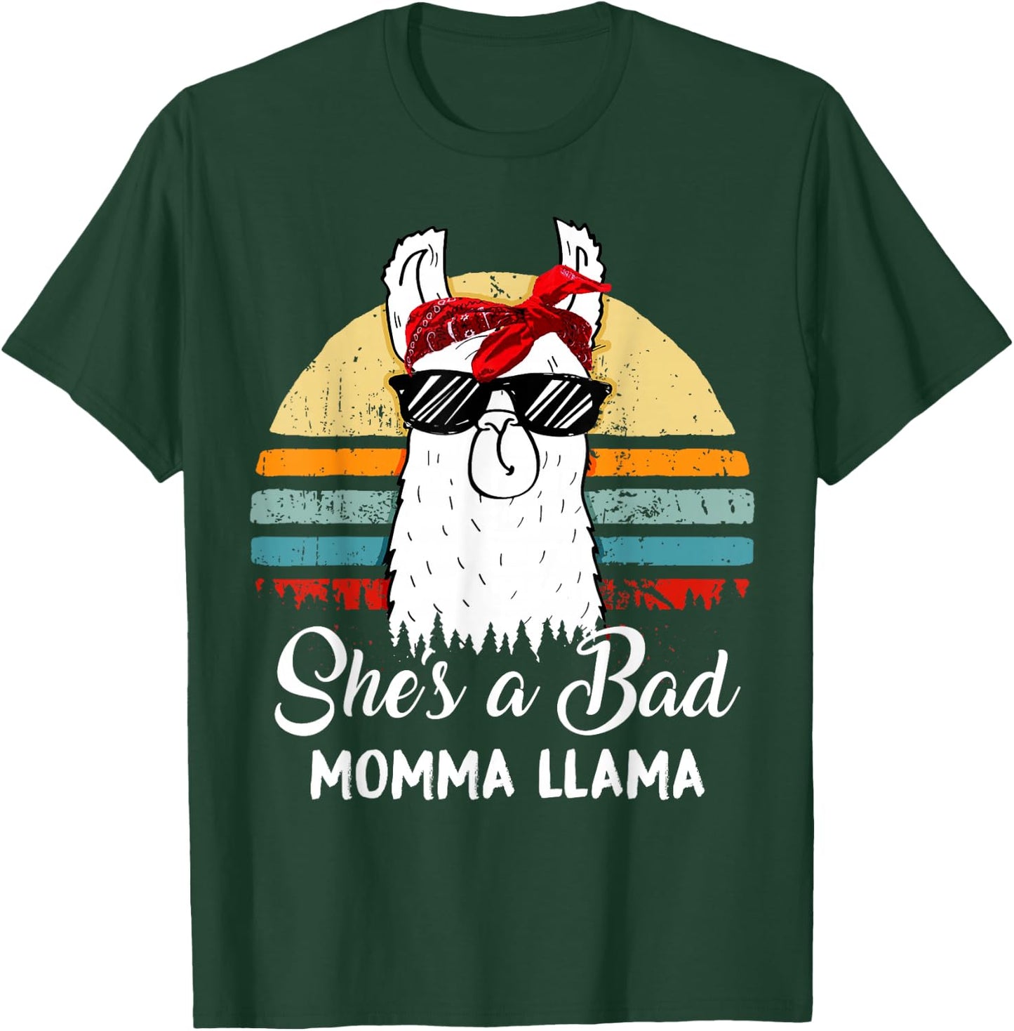 She's a Bad Momma Llama Funny Retro Vintage Mama T-Shirt - T-Shirt | Forest