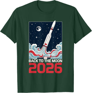 Back to The Moon 2026 Lunar Mission Rocket Launch T-Shirt - T-Shirt | Forest