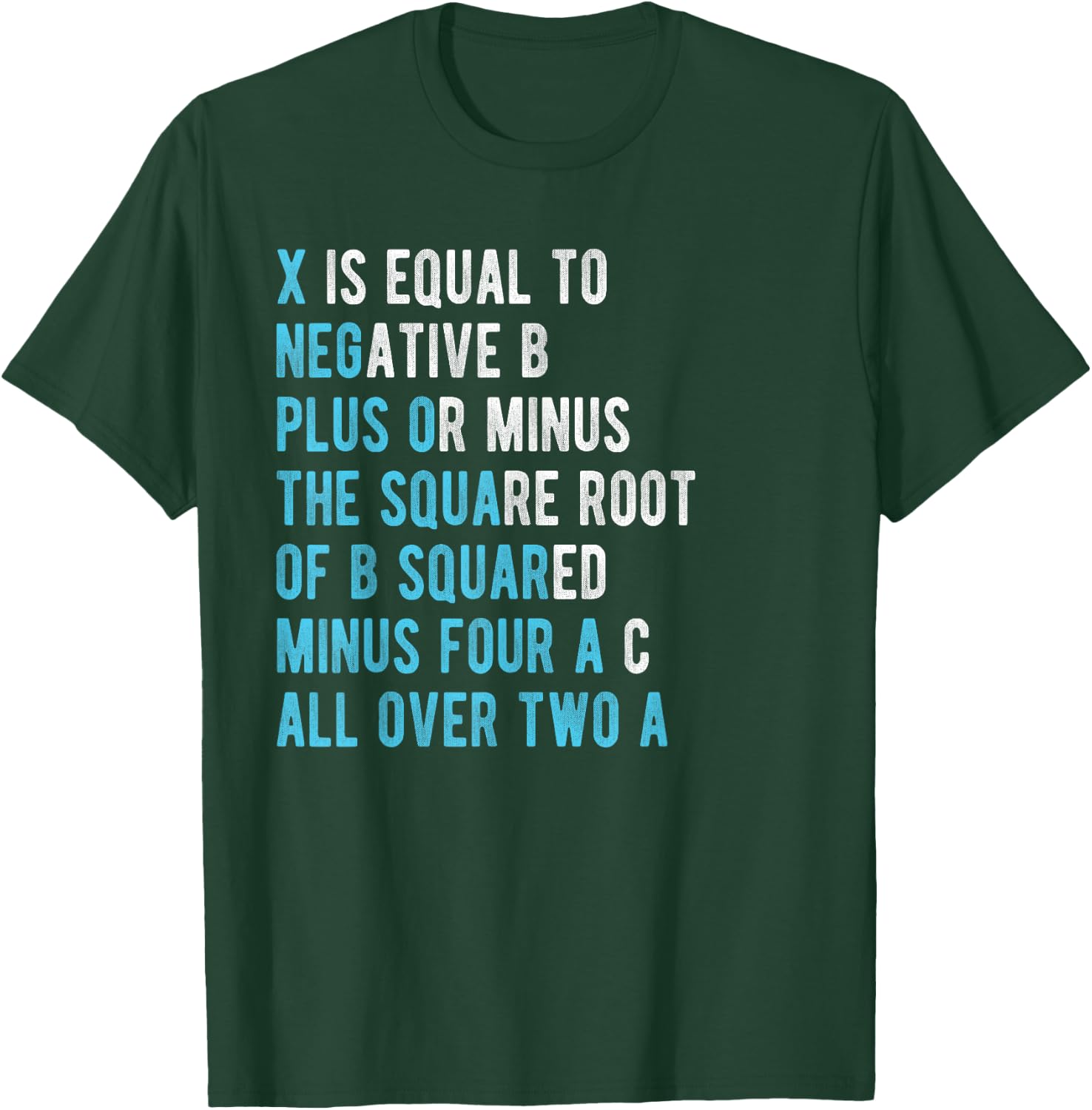 Quadratic formula X is Equal to Negative B Mathematics Shirt T-Shirt - T-Shirt | Forest