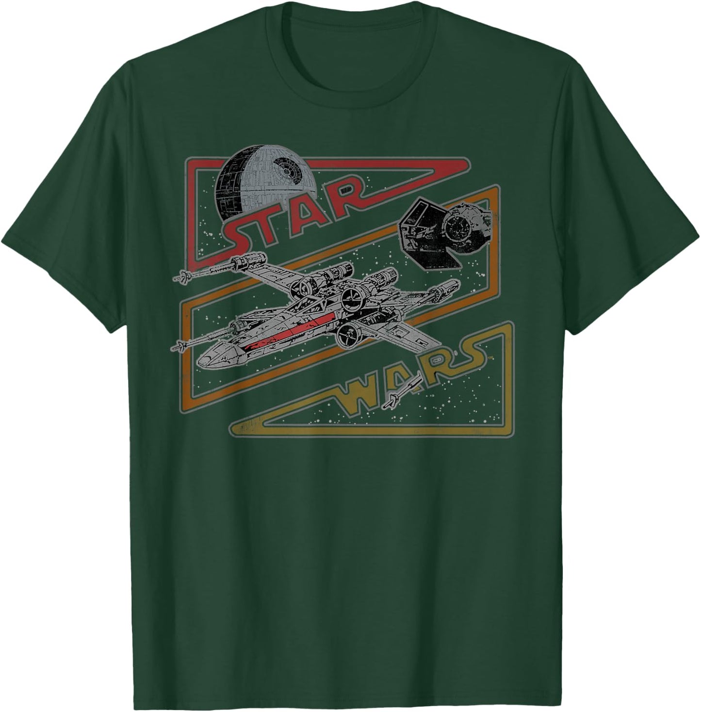 Star Wars Death Star X-Wing Tie Fighter Retro Logo T-Shirt - T-Shirt | Forest