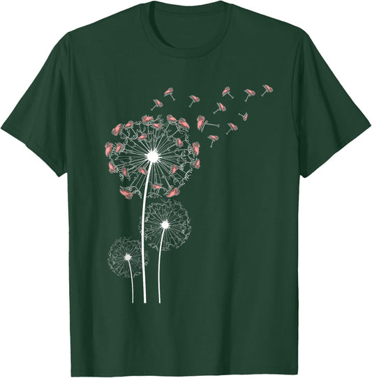 Animal Lover Gift Bird Dandelion Flamingo T-Shirt - T-Shirt | Forest