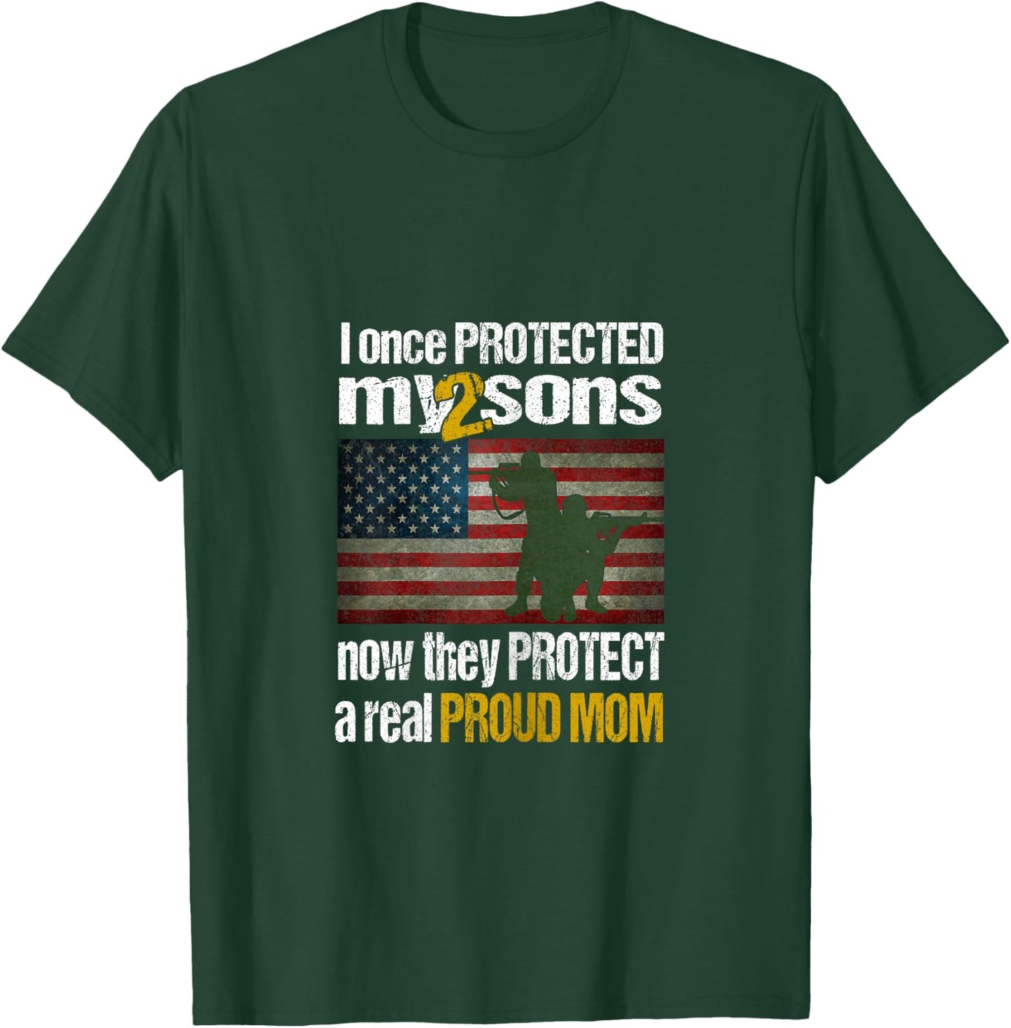 Military Honor Two Soldier Sons Proud Mom T-Shirt - T-Shirt | Forest