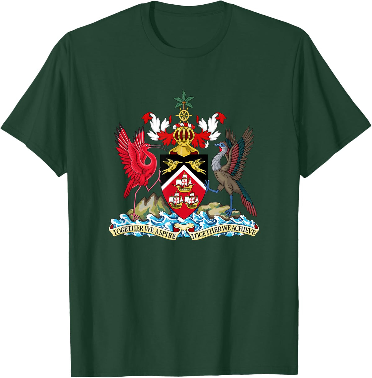 Trinidad & Tobago Coat Of Arms Emblem Symbol Birds T-Shirt - T-Shirt | Forest