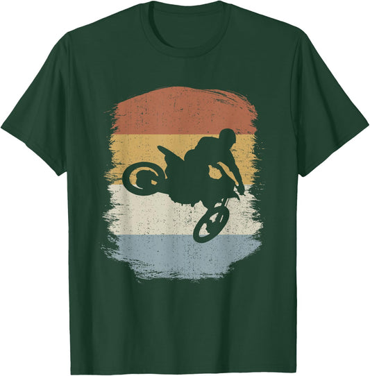 Retro Motocross Biker Dirt Bike - Vintage Supercross T-Shirt - T-Shirt | Forest