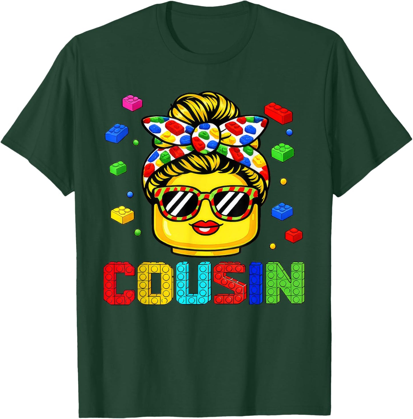 Cousin Master Builder Building Bricks Blocks Mothers Day T-Shirt - T-Shirt | Forest