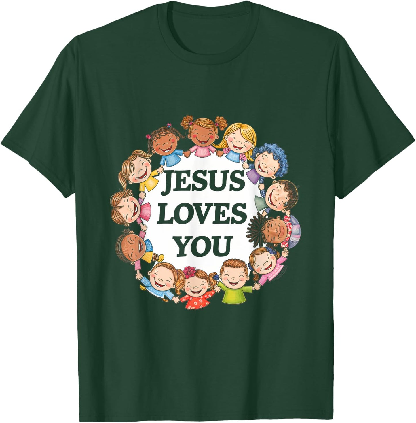 Jesus Loves You Kids Faith Children Religious Love T-Shirt - T-Shirt | Forest