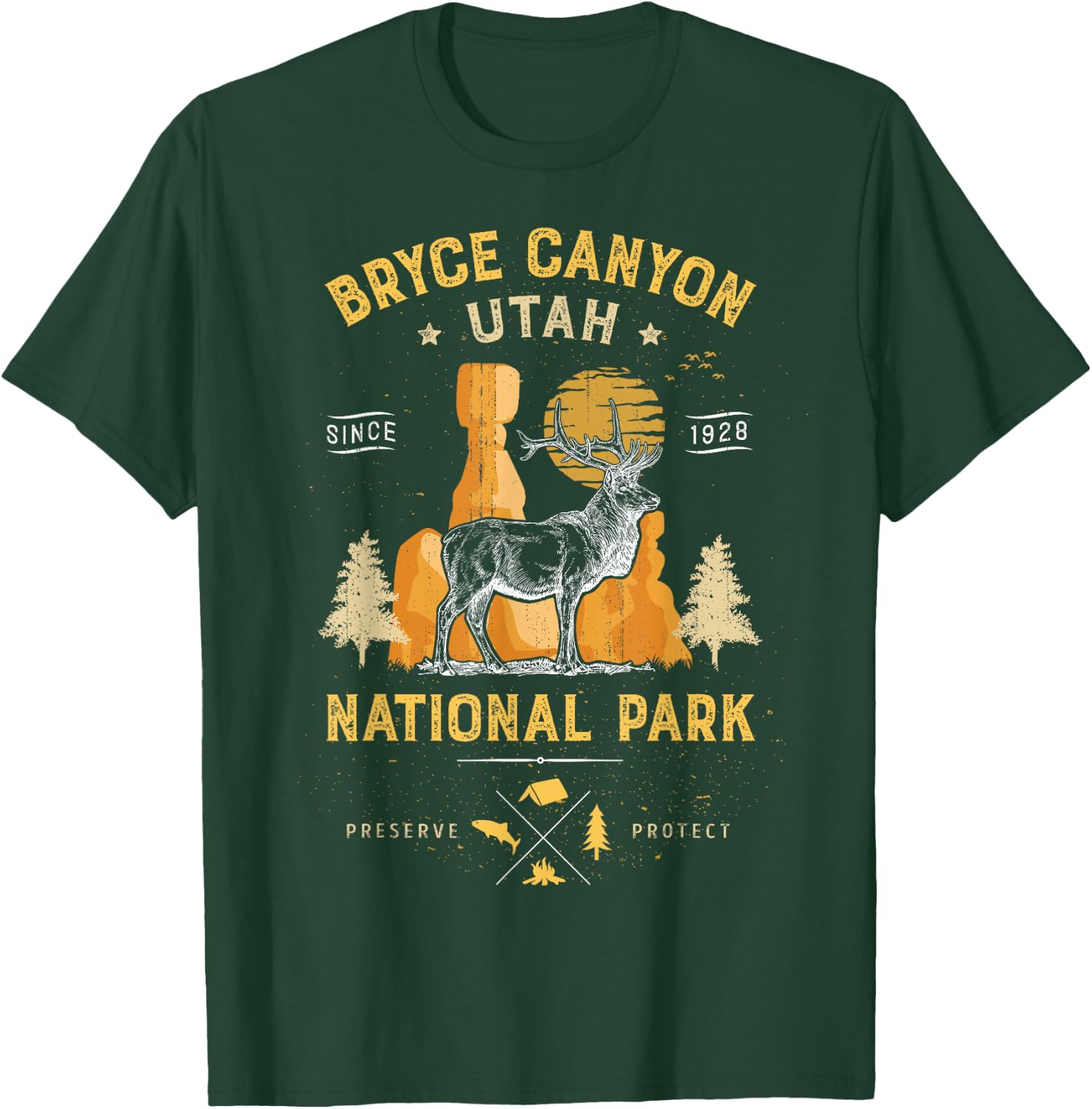 Bryce Canyon National Park T shirt Vintage Utah Deer Elk T-Shirt - T-Shirt | Forest