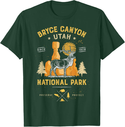 Bryce Canyon National Park T shirt Vintage Utah Deer Elk T-Shirt - T-Shirt | Forest